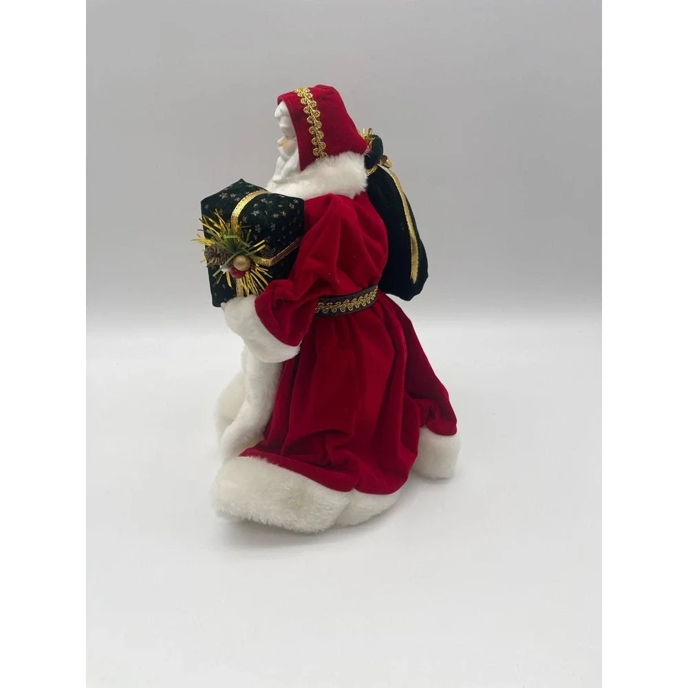 Roman Vintage Santa Claus Porcelain Tree Topper Table Decor Red Velvet 12345